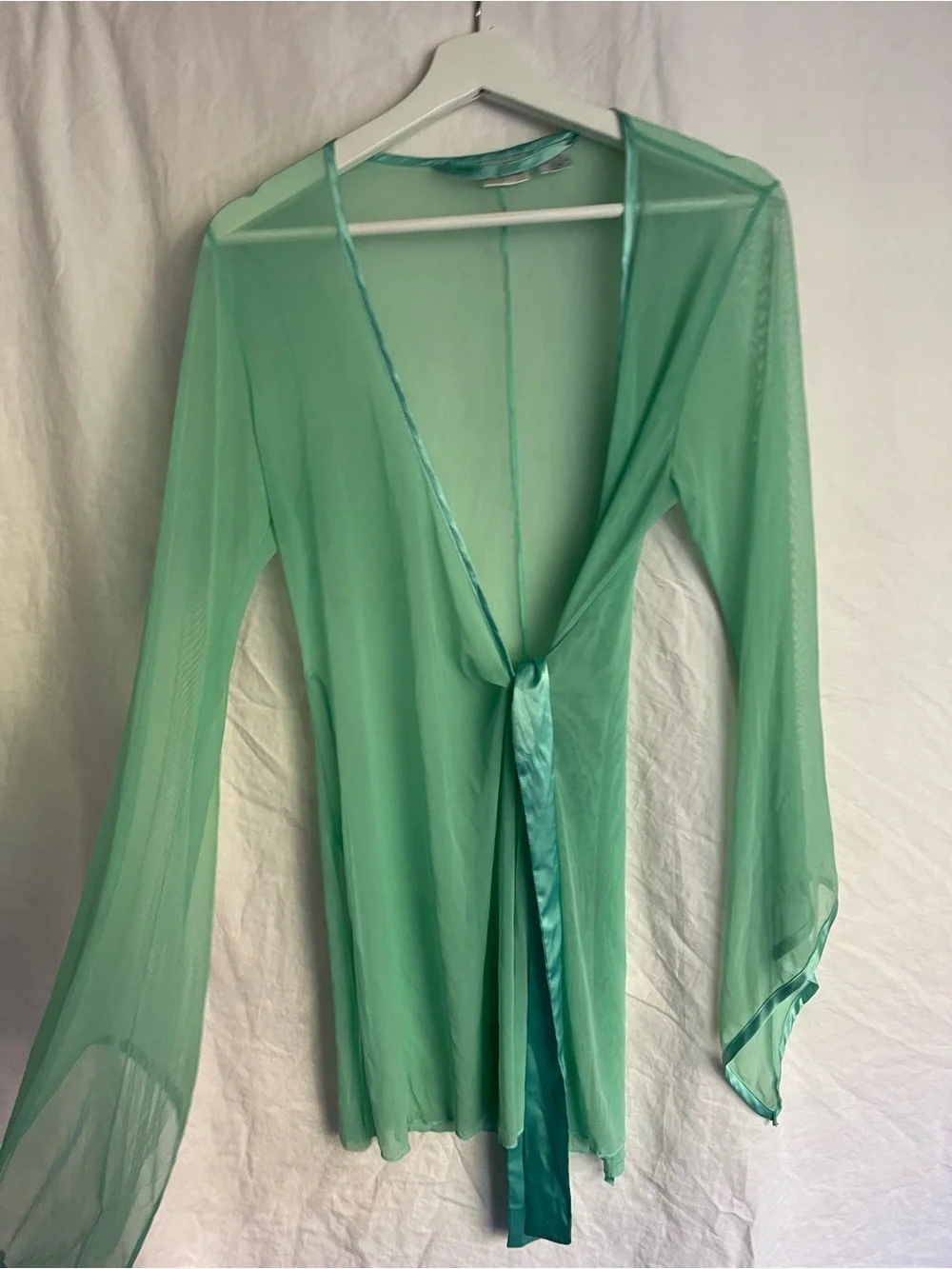 Vintage 90s Frederick’s of Hollywood Mint Mesh Robe Y2K Festival Fairy Size S